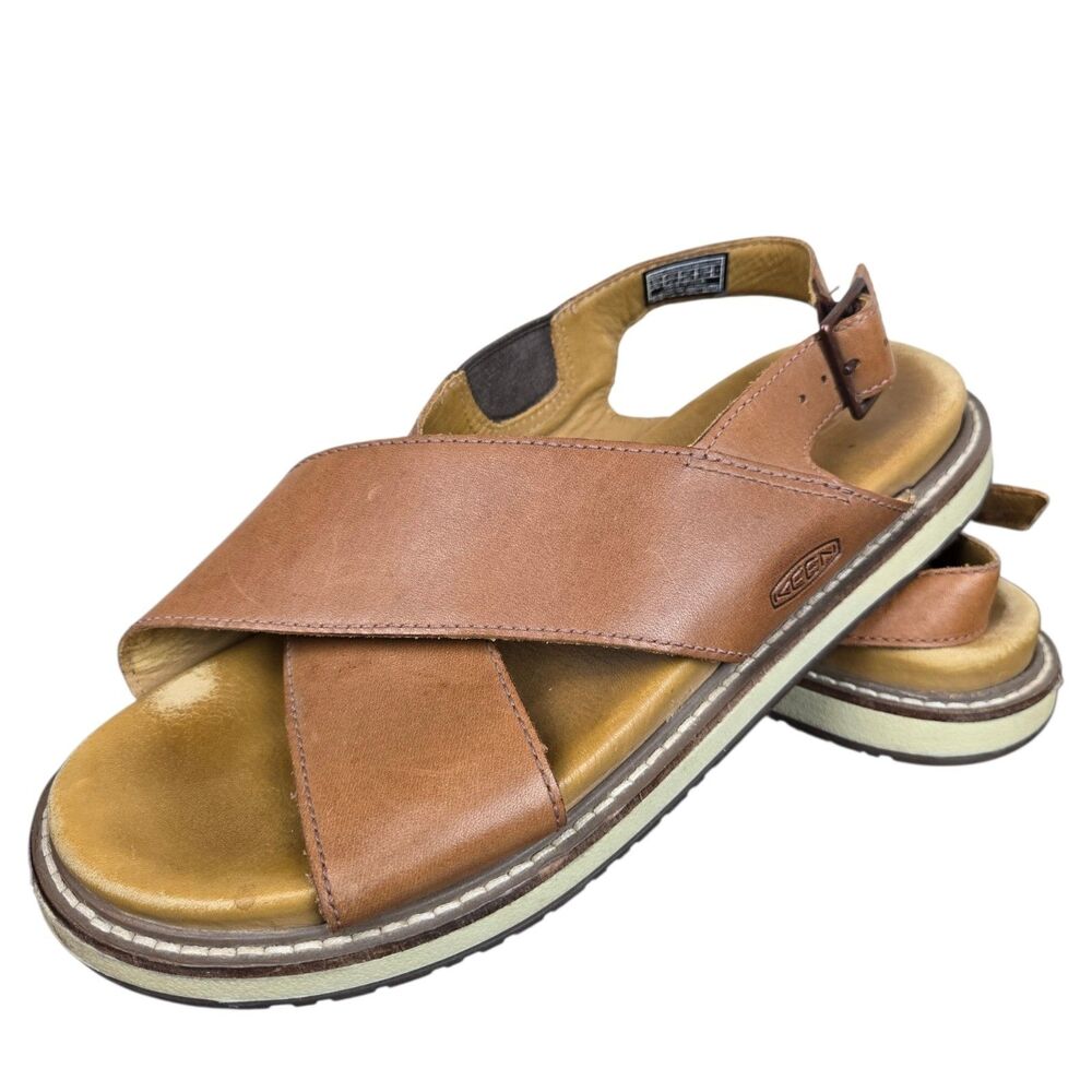 Keen Lana Cross Strap Sandals Sz 8 Brown Slingback Leather Coastal Earthcore
